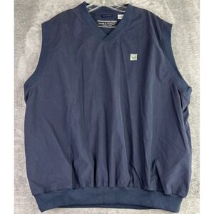 Page & Tuttle Men's XL Golf Vest Blue Sleeveless Windbreaker Pull Over VTG